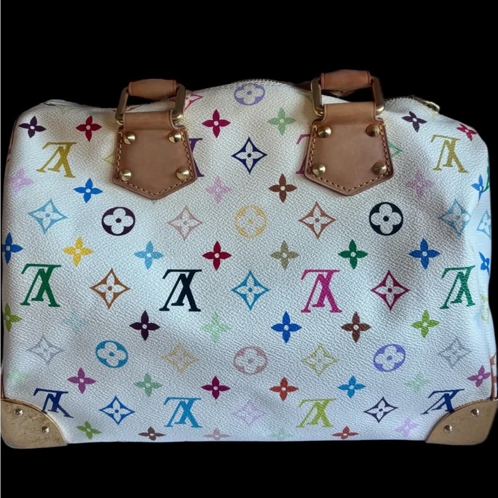 Louis Vuitton Vintage Murakami White Multicolor Monogram Speedy Bag - Picture 4 of 9